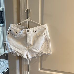 Abercrombie & Fitch White Jean Shorts Raw Hem